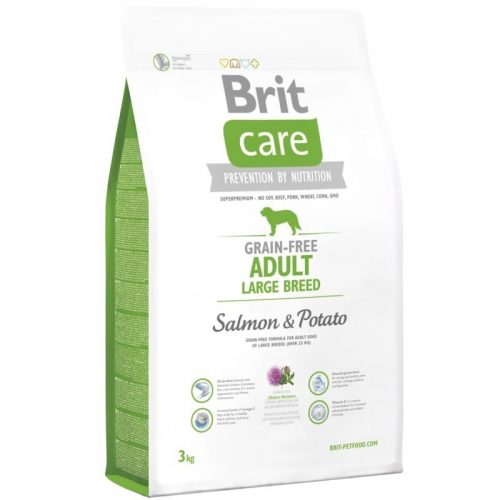 Brit Care Grain-Free Adult Large Breed Salmon & Potato 3kg-hipoallergén, gabonamentes kutyatáp (25kg feletti kutyáknak)