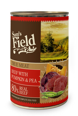 Sam's Field konzerv marha, sütőtök & zöldborsó 400g