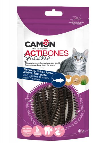 Camon Actibones tőkehal csirke és sörélesztős jutalomfalat macskáknak 45g AF240