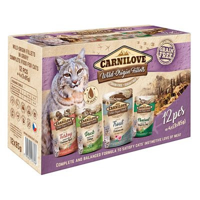 Carnilove Cat alutasakos Multipack - pulyka,kacsa,pisztráng, fácán 12x85g