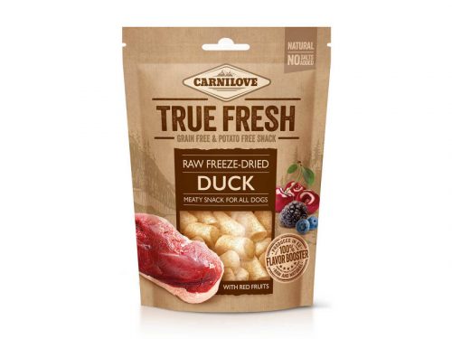 Carnilove True Fresh Raw freeze-dried snack Duck with red fruits - jutalomfalat kacsával és bogyós gyümölcsökkel 40g