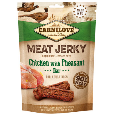 Carnilove Jerky Snack Chicken with Pheasant Bar - jutalomfalat szeletek csirkével, fácánnal 100g