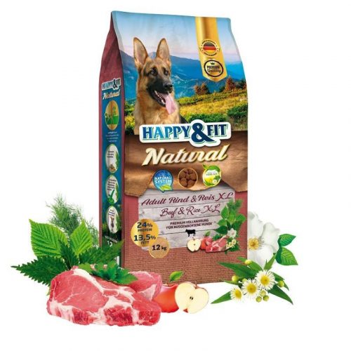 Happy&Fit Natural Adult Rind & Reis XL 12kg