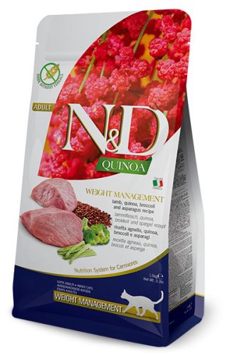 N&D Quinoa Weight Management Cat Adult Lamb 300g - macska száraztáp bárány, quinoa, brokkoli