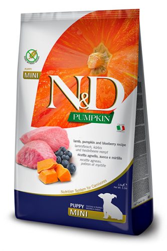 N&D Grain Free Dog Pumpkin Lamb Puppy Mini 800g - kölyök kutya száraztáp bárány, áfonya, sütőtök