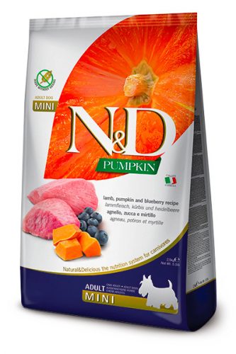 N&D Grain Free Dog Pumpkin Lamb Adult Mini 2,5kg - kutya száraztáp bárány, áfonya, sütőtök