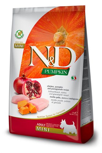 N&D Grain Free Dog Pumpkin Chicken Adult Mini 7kg - kutya száraztáp csirke, gránátalma, sütőtök