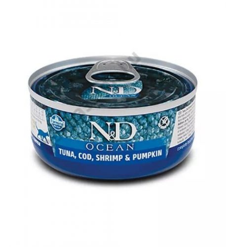 N&D Ocean Cat Tuna Cod Shrimp Pumkin 70g - macska konzerv tonhal, tőkehal, garnélarák, sütőtök