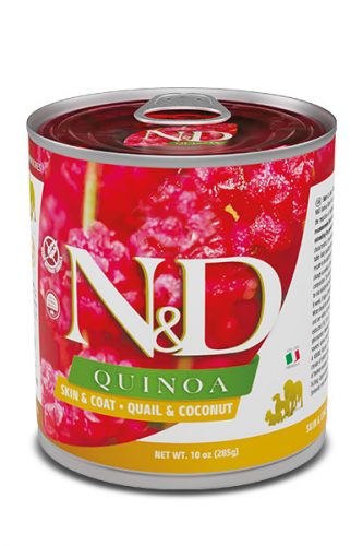 N&D Quinoa Skin & Coat Dog Quail Adult 285g - kutya konzerv fürj, quinoa