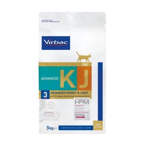 Virbac Kidney & Joint 3 Advanced Cat 3kg - vesekímélő és ízületeket támogató macskatáp